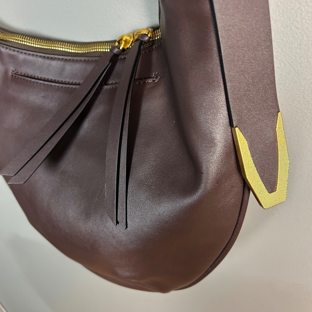 Rag Bone Crossbody Bag Brown Leather Med Spire Minimalist Crescent Clean Girl - Picture 9 of 13